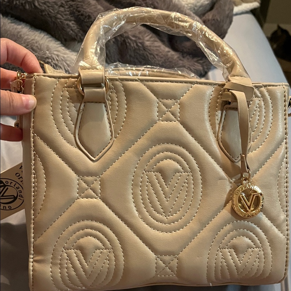 Valentino Orlandi Beige Quilted Top-Handle Women's Bag